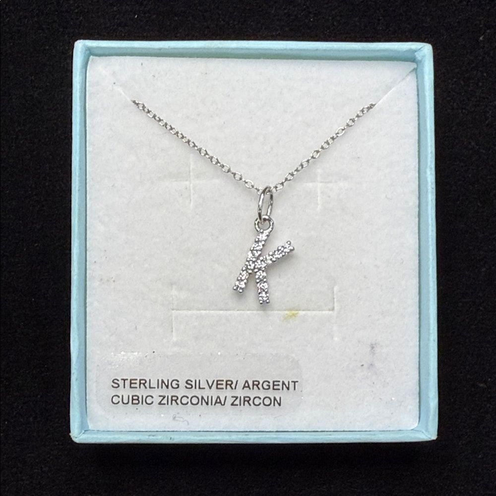 Sterling Silver 'K' Pendant Necklace